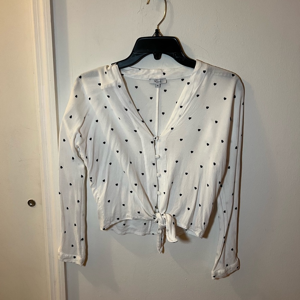 Rails Sloane Button Down, Heart Print, Ties At Wa… - image 4